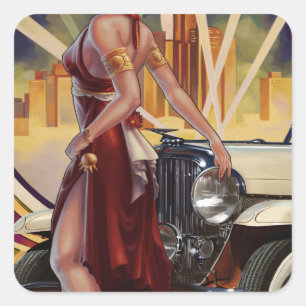 Detroit, Michigan   Motor City Square Sticker