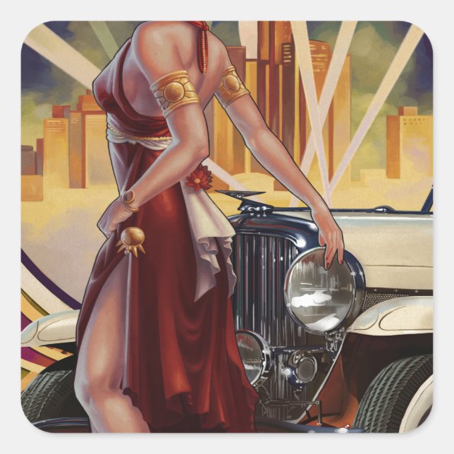 Detroit, Michigan | Motor City Square Sticker (Front)