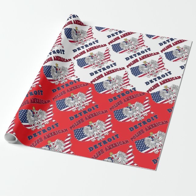 Detroit Michigan Polish Wrapping Paper (Unrolled)