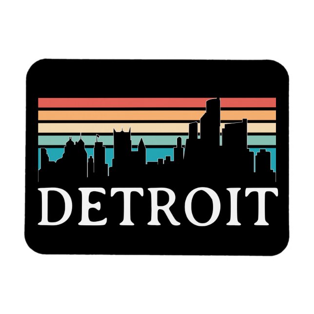 Detroit Michigan Retro Vintage Sunset Skyline Magnet (Horizontal)