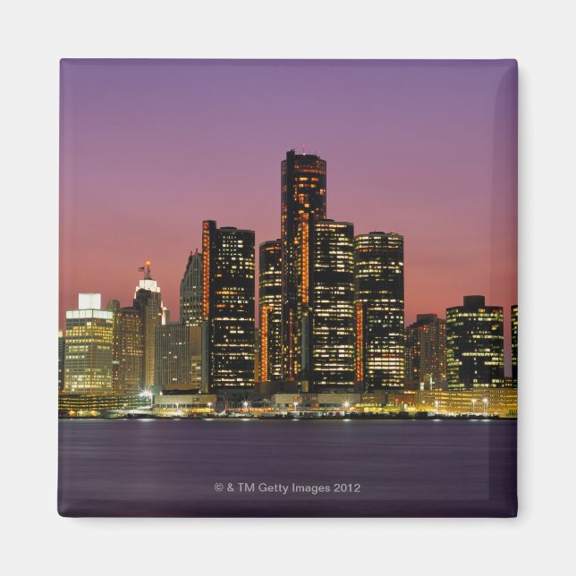 Detroit, Michigan Skyline at Night Magnet (Front)