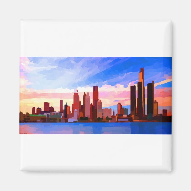 Detroit Michigan Skyline at Sunset Magnet (Front)