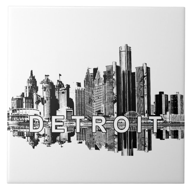 Detroit, Michigan skyline Ceramic Tile (Front)