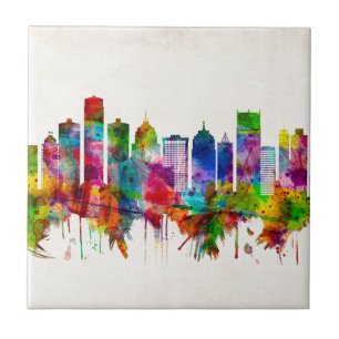 Detroit Michigan Skyline Ceramic Tile