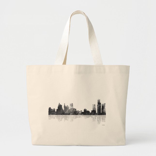 DETROIT, MICHIGAN SKYLINE LARGE TOTE BAG (Front)