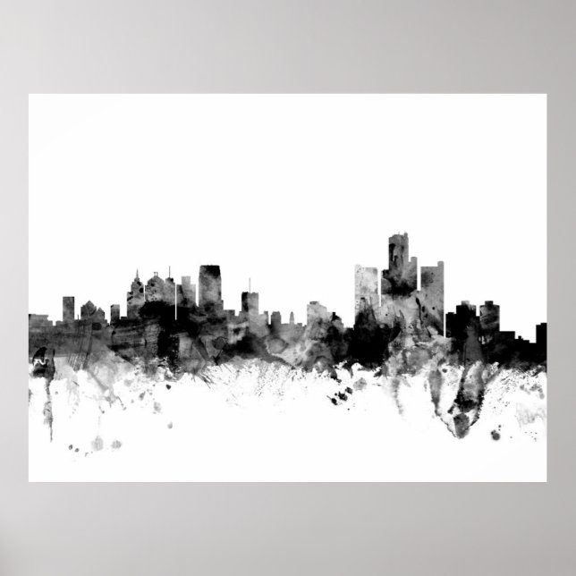 Detroit Michigan Skyline Poster (Front)