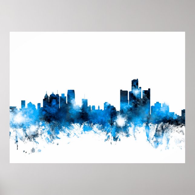 Detroit Michigan Skyline Poster (Front)