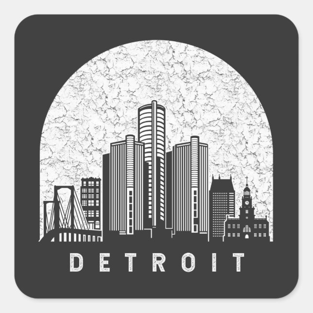 Detroit Michigan Skyline Square Sticker (Front)