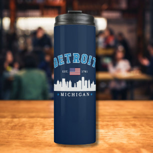 Detroit Michigan Skyline Vintage Cityscape  Thermal Tumbler