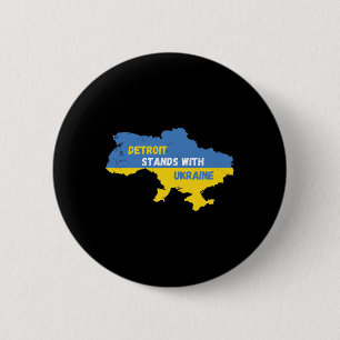 Detroit Michigan Stands With Ukraine 6 Cm Round Badge