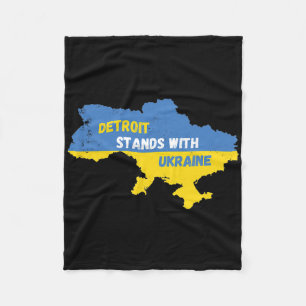 Detroit Michigan Stands With Ukraine Fleece Blanket