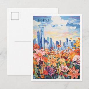 Detroit Michigan Travel City Postcard