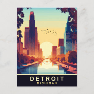 Detroit, Michigan, Travel Postcard