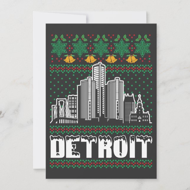 Detroit Michigan Ugly Christmas Invitation (Front)