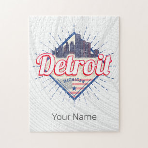 Detroit Michigan United States Skyline Vintage USA Jigsaw Puzzle