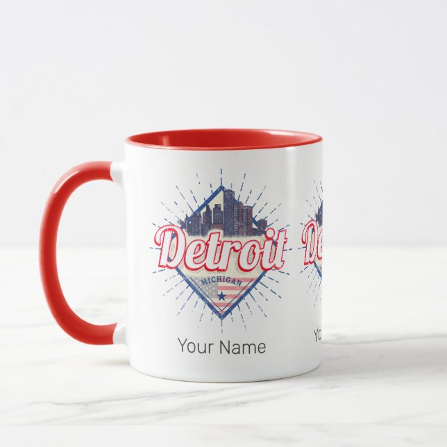 Detroit Michigan United States Skyline Vintage USA Mug (Left)