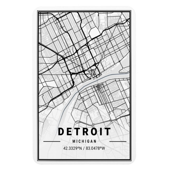Detroit Michigan USA City Travel City Map Magnet (Vertical)