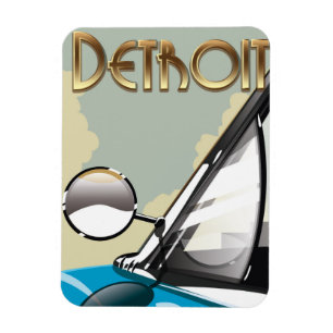 Detroit Michigan Vintage automobile travel poster Magnet