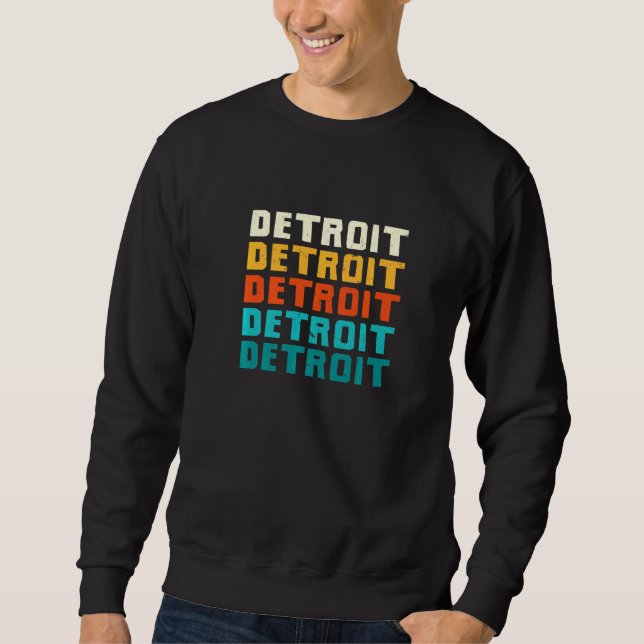 Detroit Michigan Vintage Mi Retro Collection Ameri Sweatshirt (Front)