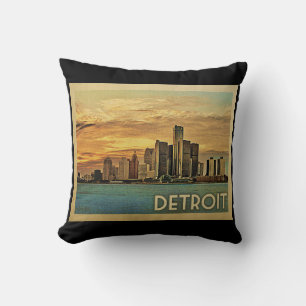 Detroit Michigan Vintage Travel Cushion