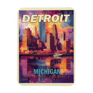 Detroit, Michigan   Vintage Travel Magnet
