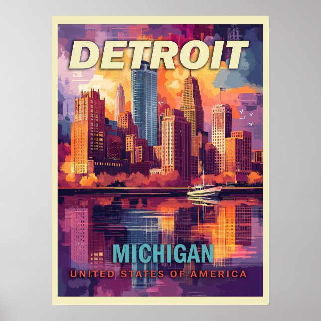 Detroit, Michigan | Vintage Travel Poster (Front)