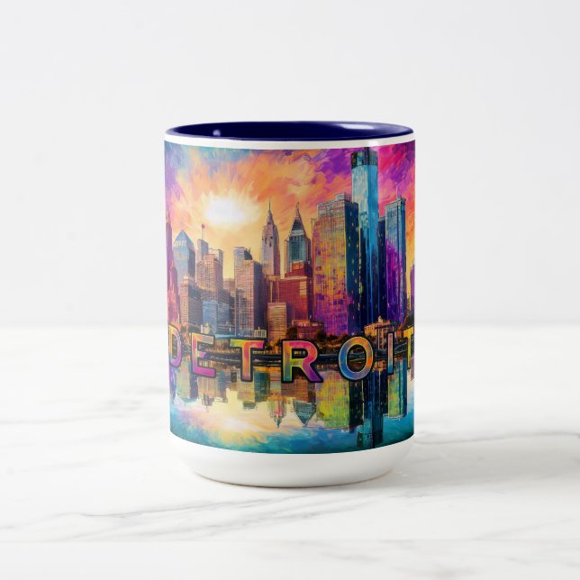 Detroit Motor City  Two-Tone Coffee Mug (Center)