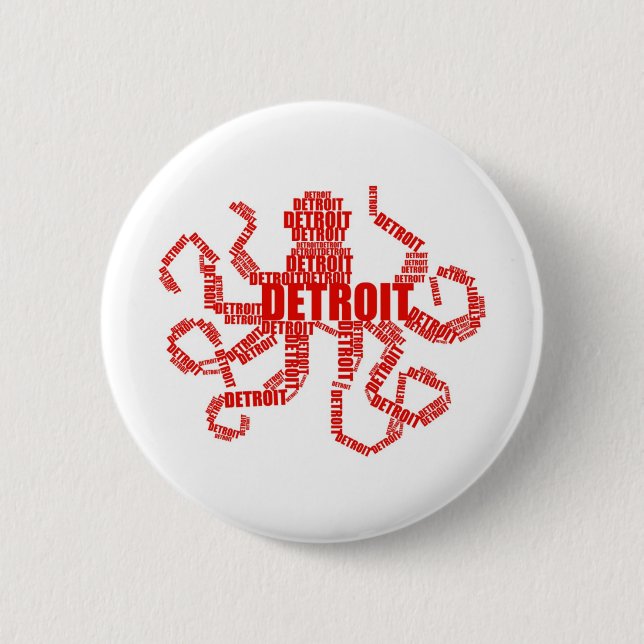 Detroit Octopus 6 Cm Round Badge (Front)