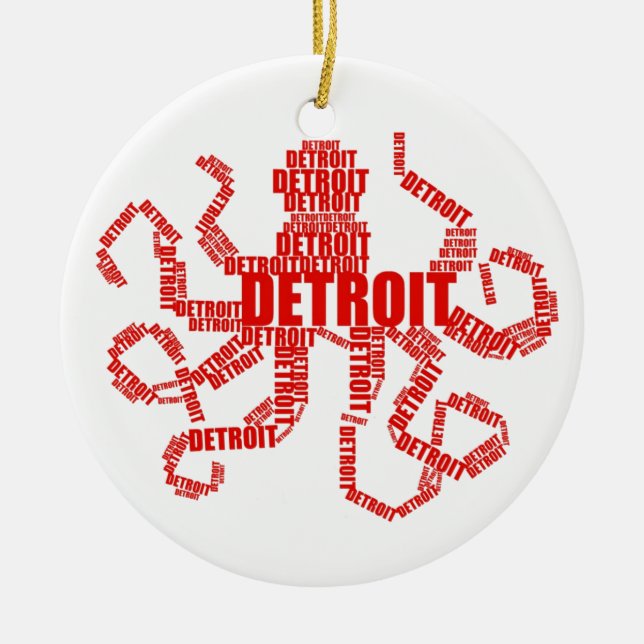 Detroit Octopus Ceramic Tree Decoration (Front)