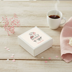 Detroit Pink Flowers Custom Square Sticker