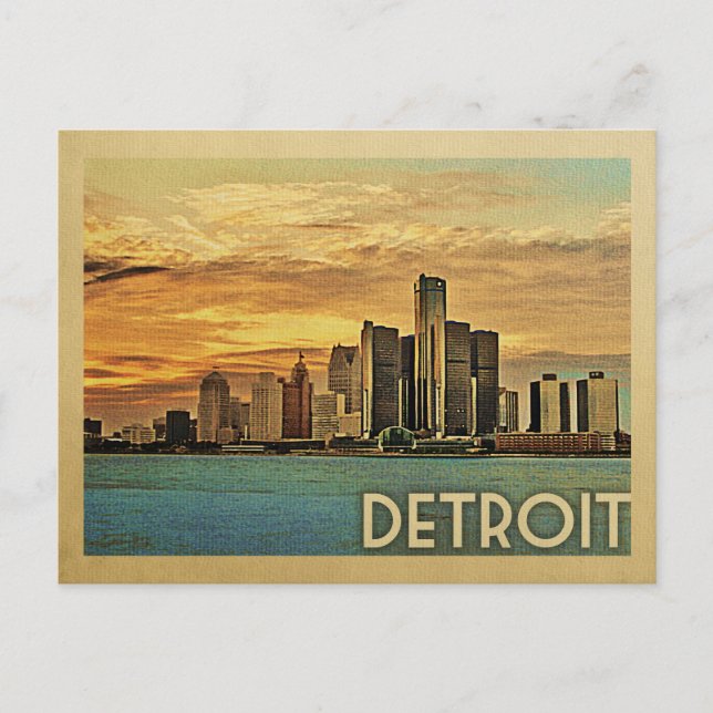 Detroit Postcard Michigan Vintage Travel (Front)
