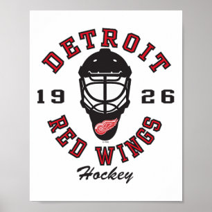 Detroit Red Wings Hockey Mask Gray Officially Lice Poster
