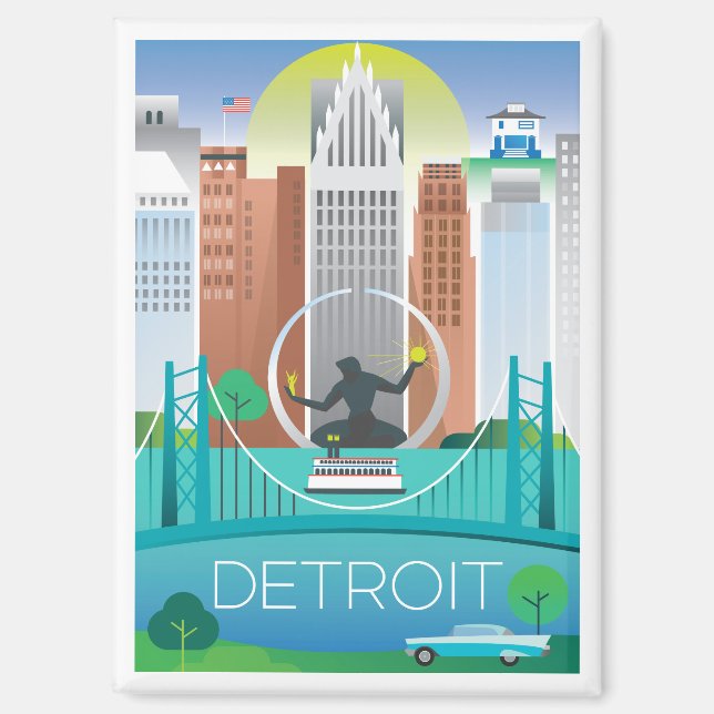 Detroit Refrigerator Magnet (Front)