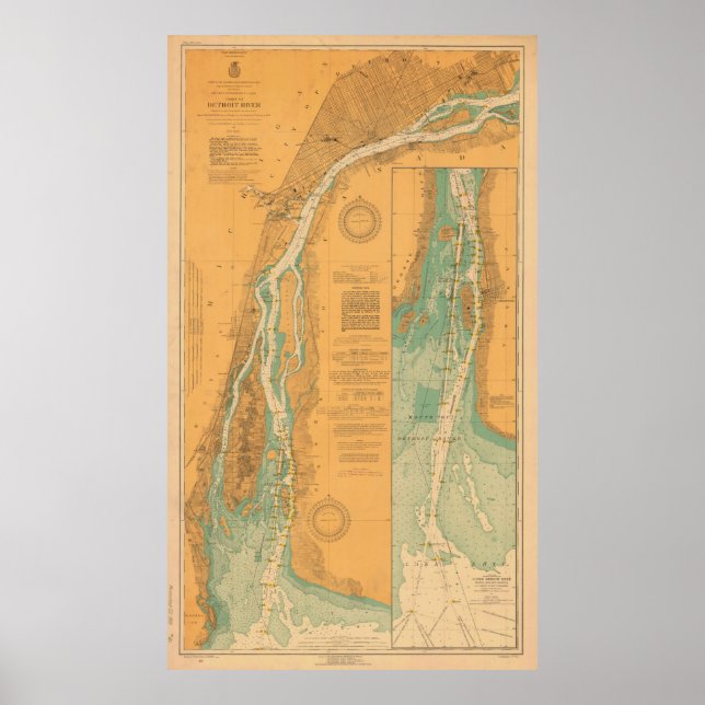 Detroit River Chart Map (Front)