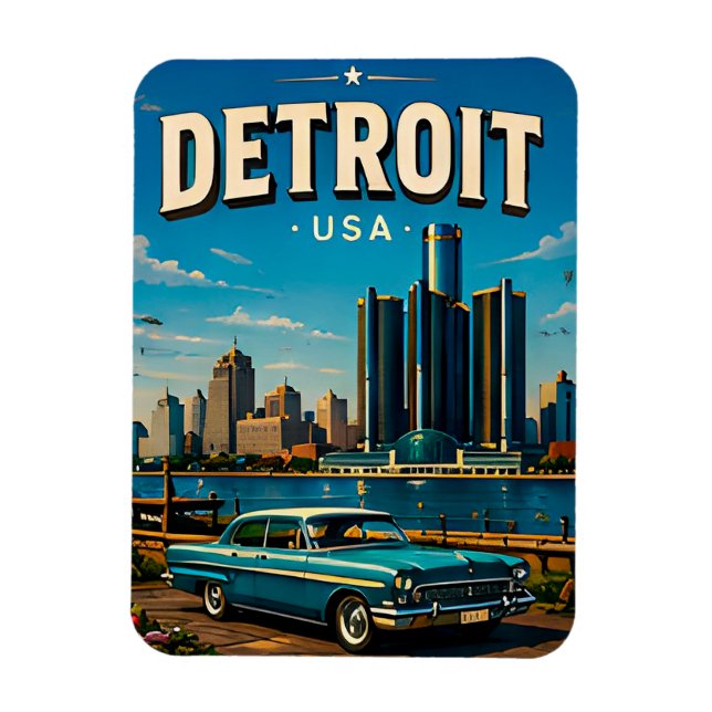 Detroit Riverwalk Skyline Magnet (Vertical)
