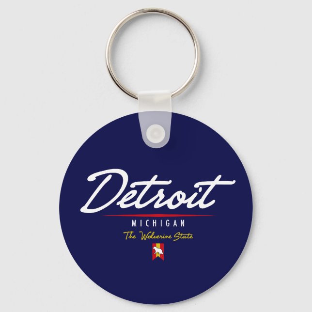 Detroit Script Key Ring (Front)