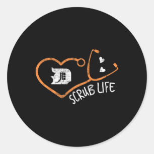 Detroit Scrub Life Michigan Nurse Shirt Medical Te Classic Round Sticker