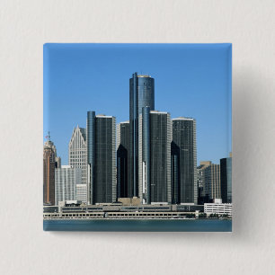 Detroit Skyline 4 15 Cm Square Badge