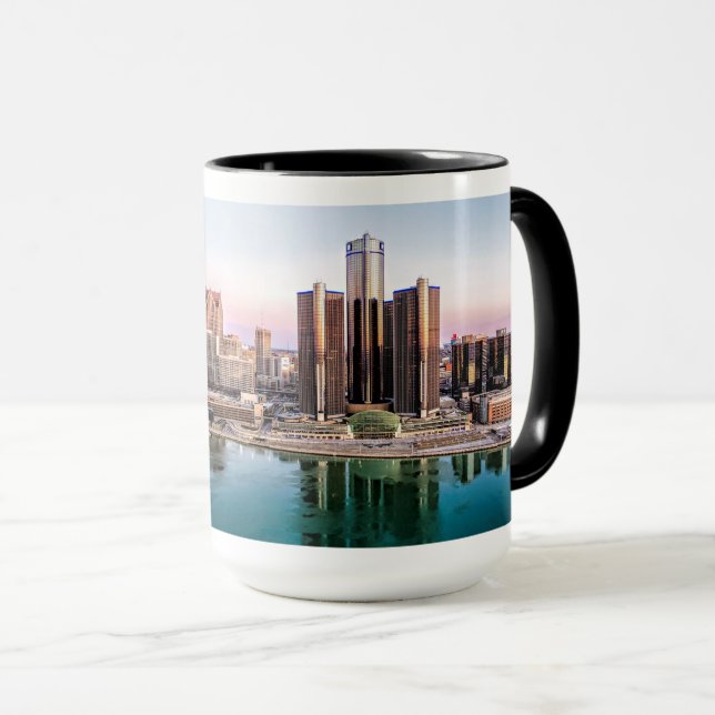 Detroit Skyline at Dawn Mug (Front Right)