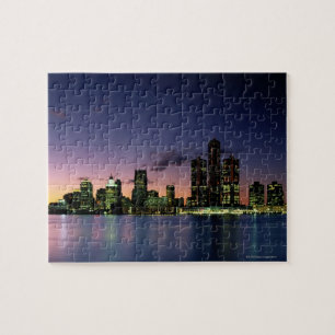 Detroit Skyline at Dusk 2 Jigsaw Puzzle