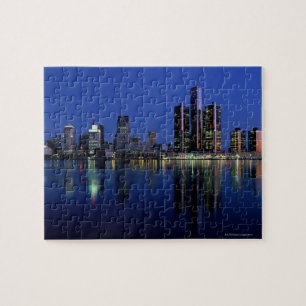 Detroit Skyline at Night Jigsaw Puzzle