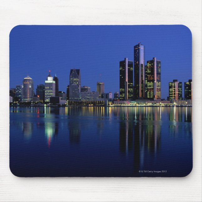 Detroit Skyline at Night Mouse Pad (Front)