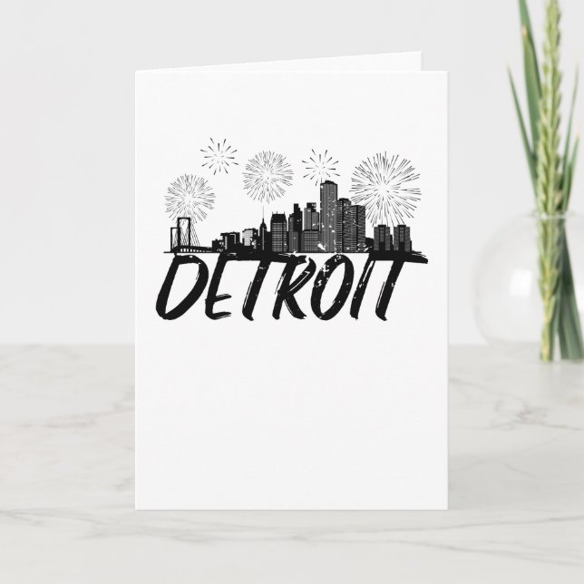 Detroit Skyline City Card (Front)