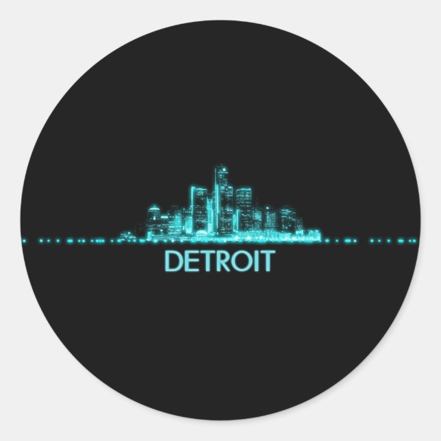 Detroit Skyline Classic Round Sticker (Front)