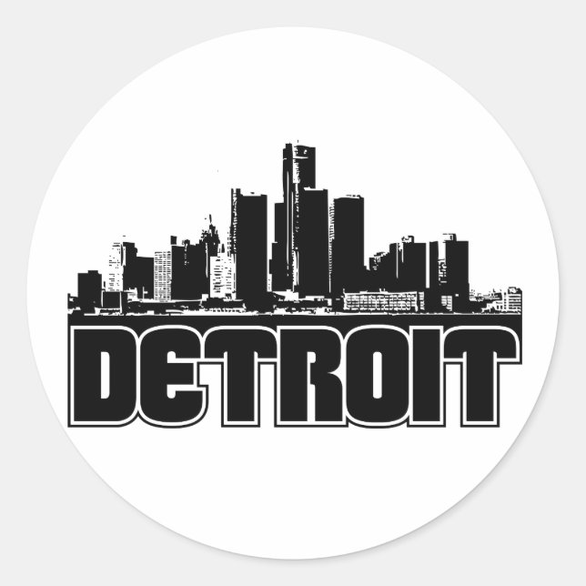 Detroit Skyline Classic Round Sticker (Front)
