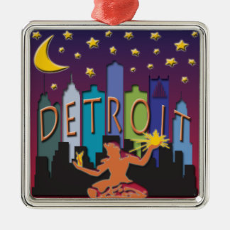 Detroit Skyline Mega Colour Metal Ornament