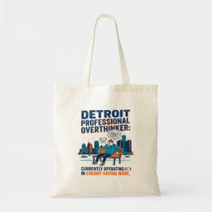 Detroit Skyline Person Resting Energy Saving Mode Tote Bag