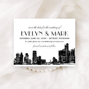 Detroit Skyline Vintage Art Deco Wedding Save The Date