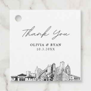 Detroit Skyline Wedding Favour Tags