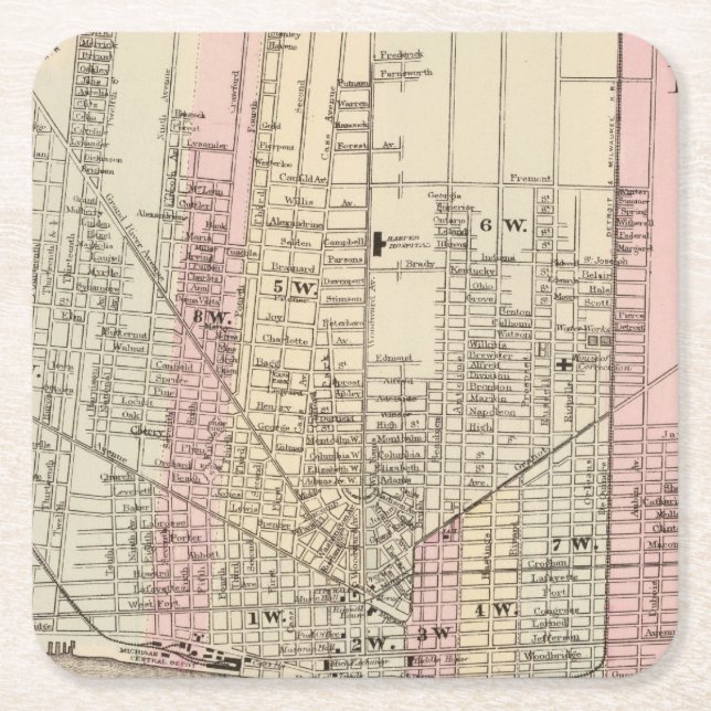Detroit Square Paper Coaster (Front)